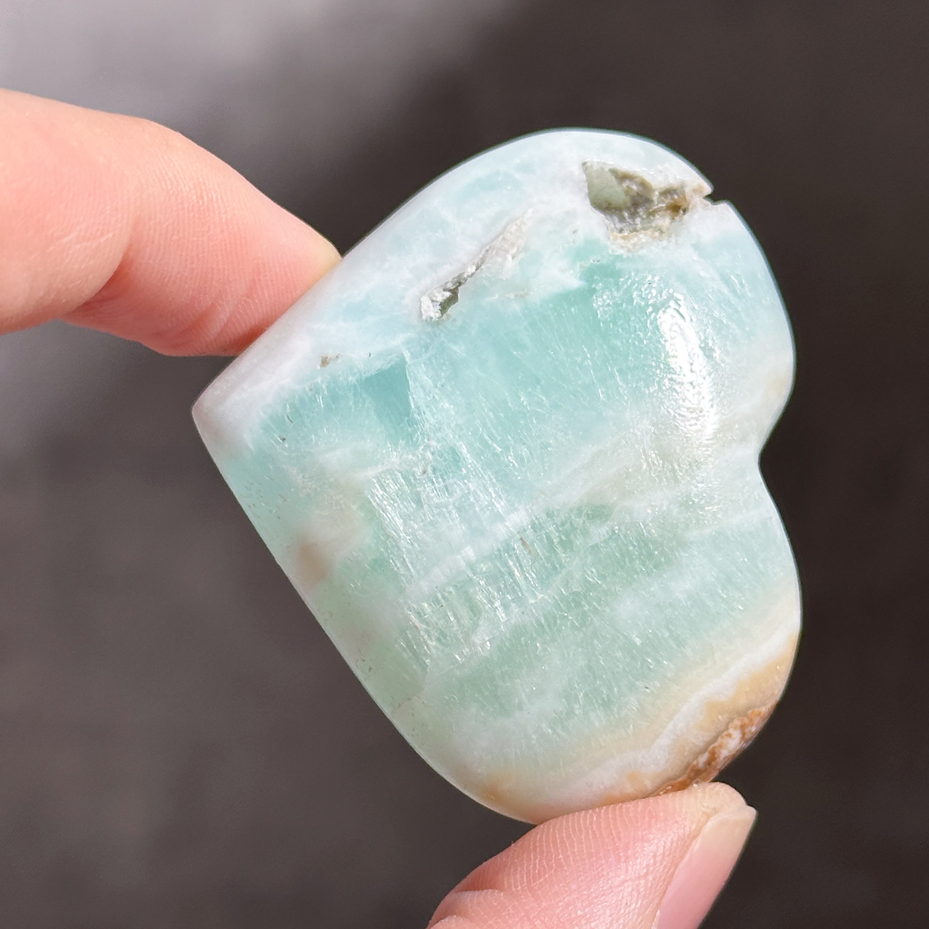 カリビアンブルーカルサイト ハート 41◇ Caribbian Blue Calcite