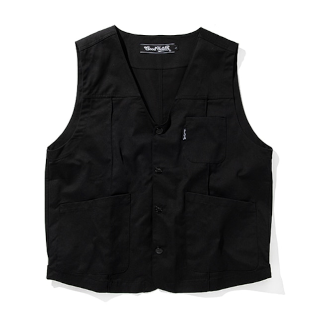 GOOD HELLER / TC TWILL PIN TUCK WORK VEST / BLACK / GH-25SS020