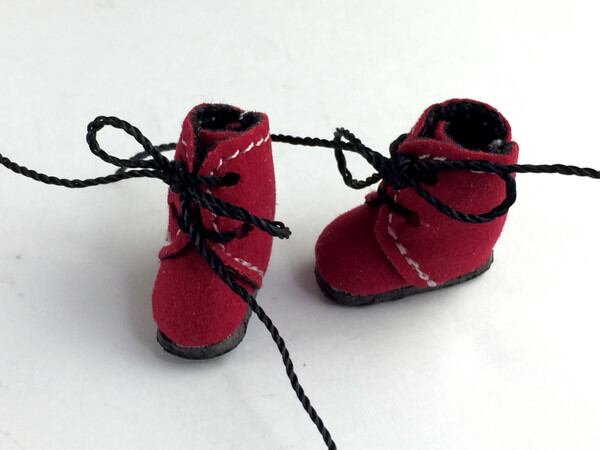 ドール靴 1/6 オビツ11 フロックブーツ SBB008RED MW - 画像1