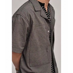 Gingham open collar logo shirt 1449
