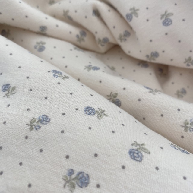 【即納】フライスニット / 40 ローズ×ドット / 韓国生地