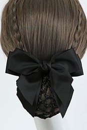 YFFSFDC シニヨンネット バレッタ ネット付き お団子ネット 髪ネット 髪留め シンプル 就活 卒業式 デート ヘアアクセサリー (ブラック)