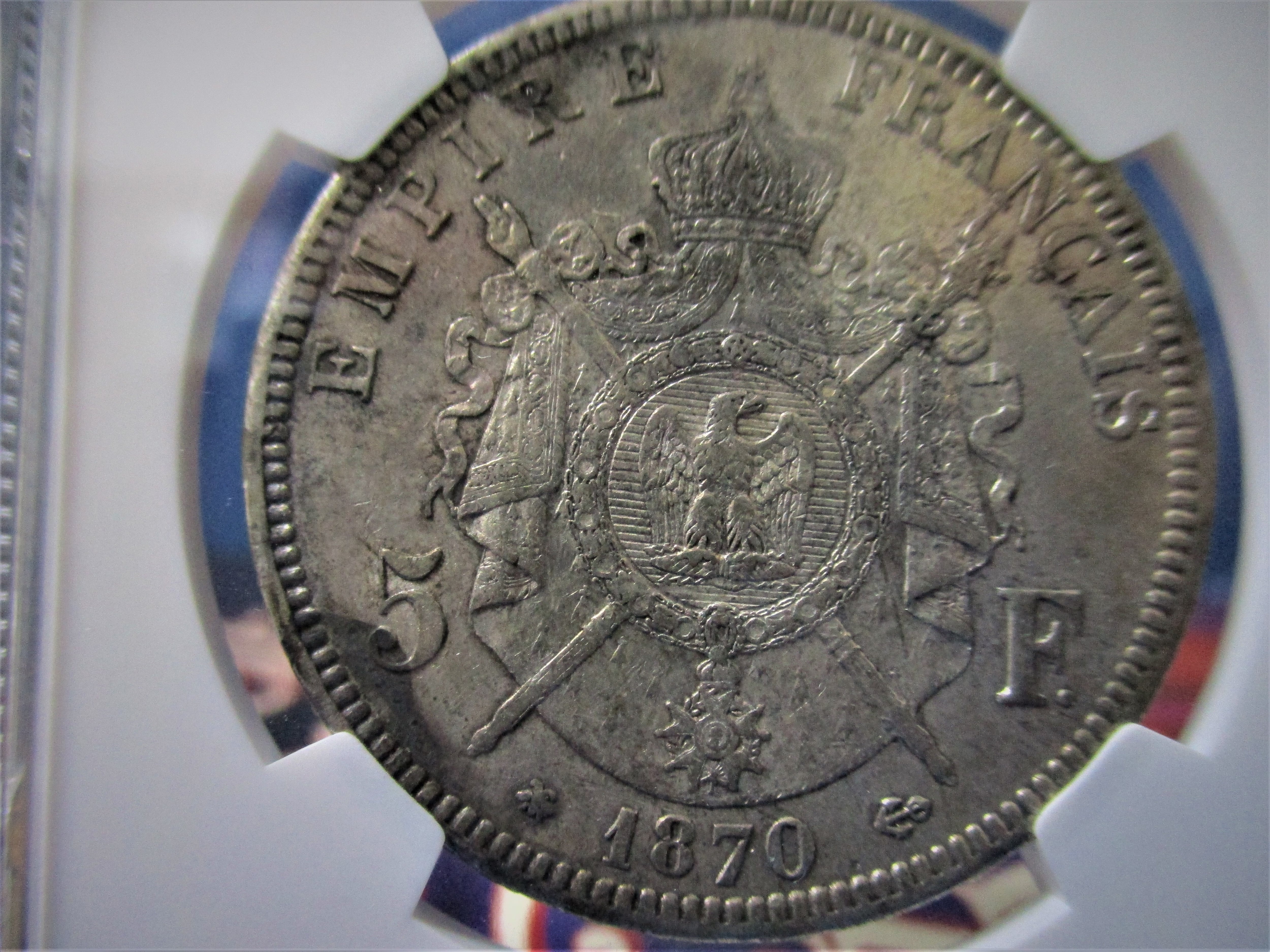 フランス 1870年A ナポレオン3世 月桂冠 5フラン銀貨【NGC フランス 1870年A ナポレオン3世 月桂冠 5フラン銀貨【NGC