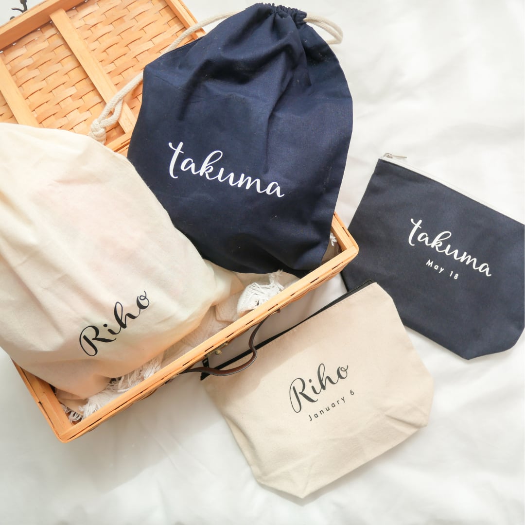 トミトミMJ様確認用】名入りポーチ おむつポーチ 巾着ポーチ｜ベビー  