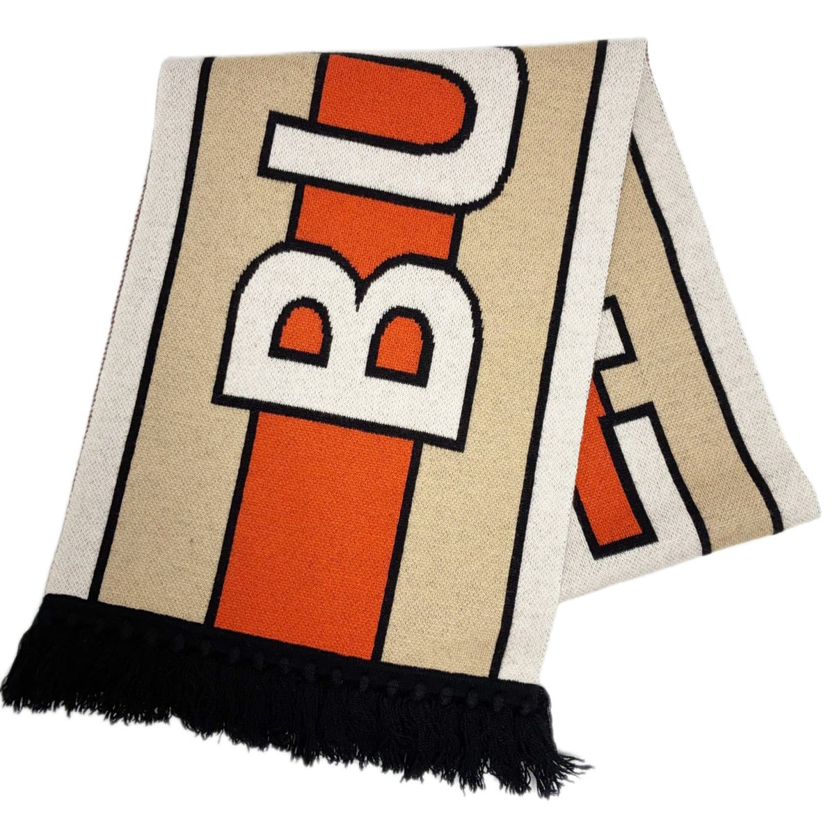 中古】 バーバリー カシミヤ マフラー ビッグロゴ 809124 69B 白