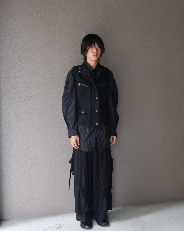 Denim double zip vest