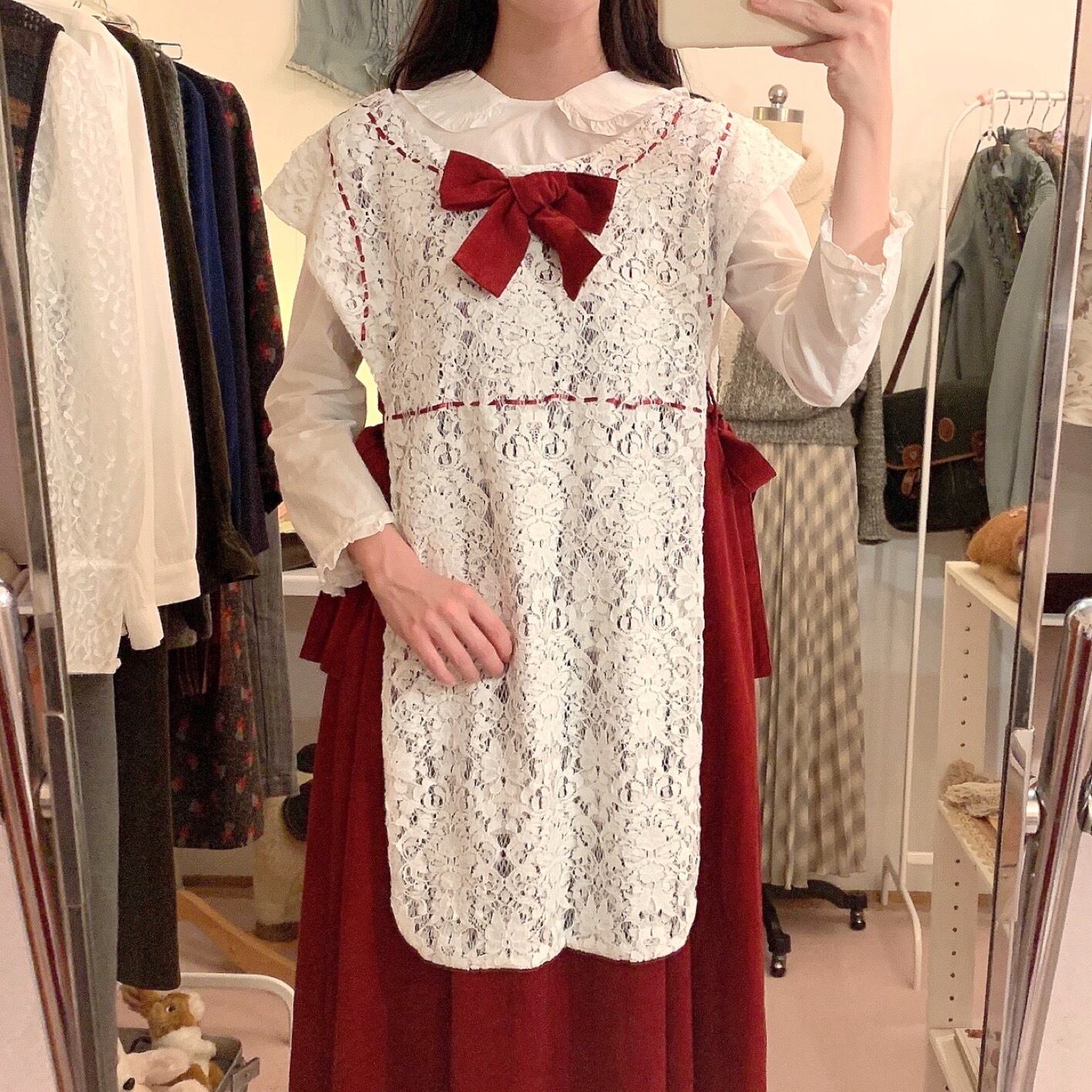 original : landmark jumper skirt / red × white