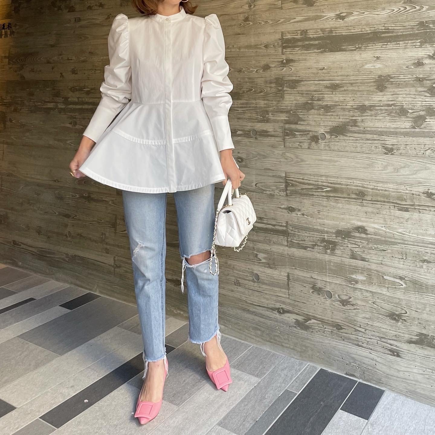 週末価格 cygne シーニュ ♡ ペプラムブラウスmarie ホワイト シロ 