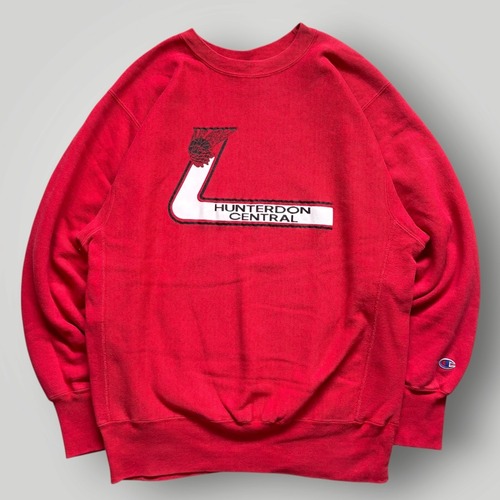 【USA製】90s Champion リバースウィーブ スウェットトレーナー XL 赤 カレッジ プリント VINTAGE アメリカ製 チャンピオン 刺繍タグ