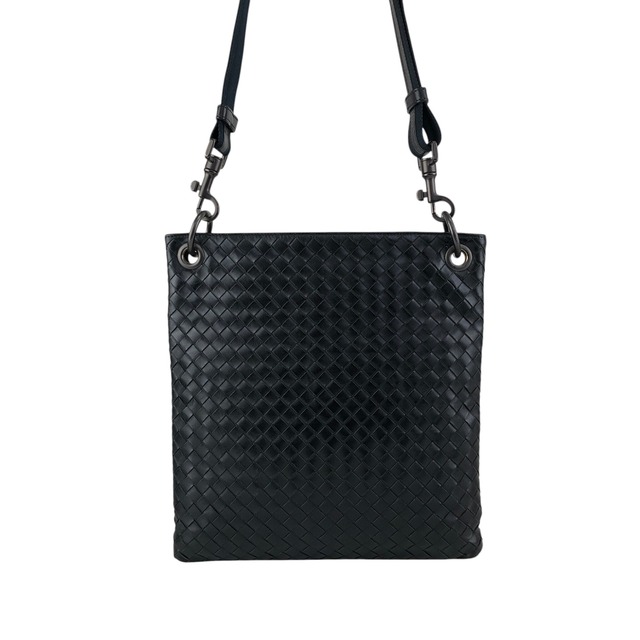 Bottega Veneta ボッテガ・ヴェネタ ショルダーバッグ ブラック イントレチャート レザー vintage ヴィンテージ オールド zn3au7