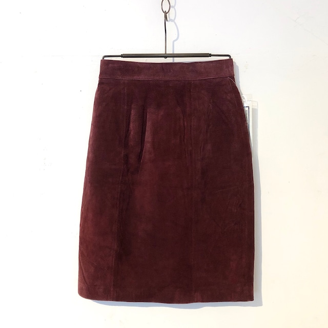 Deadstock 1980s Leather Skirt / ボルドースエードレザースカート