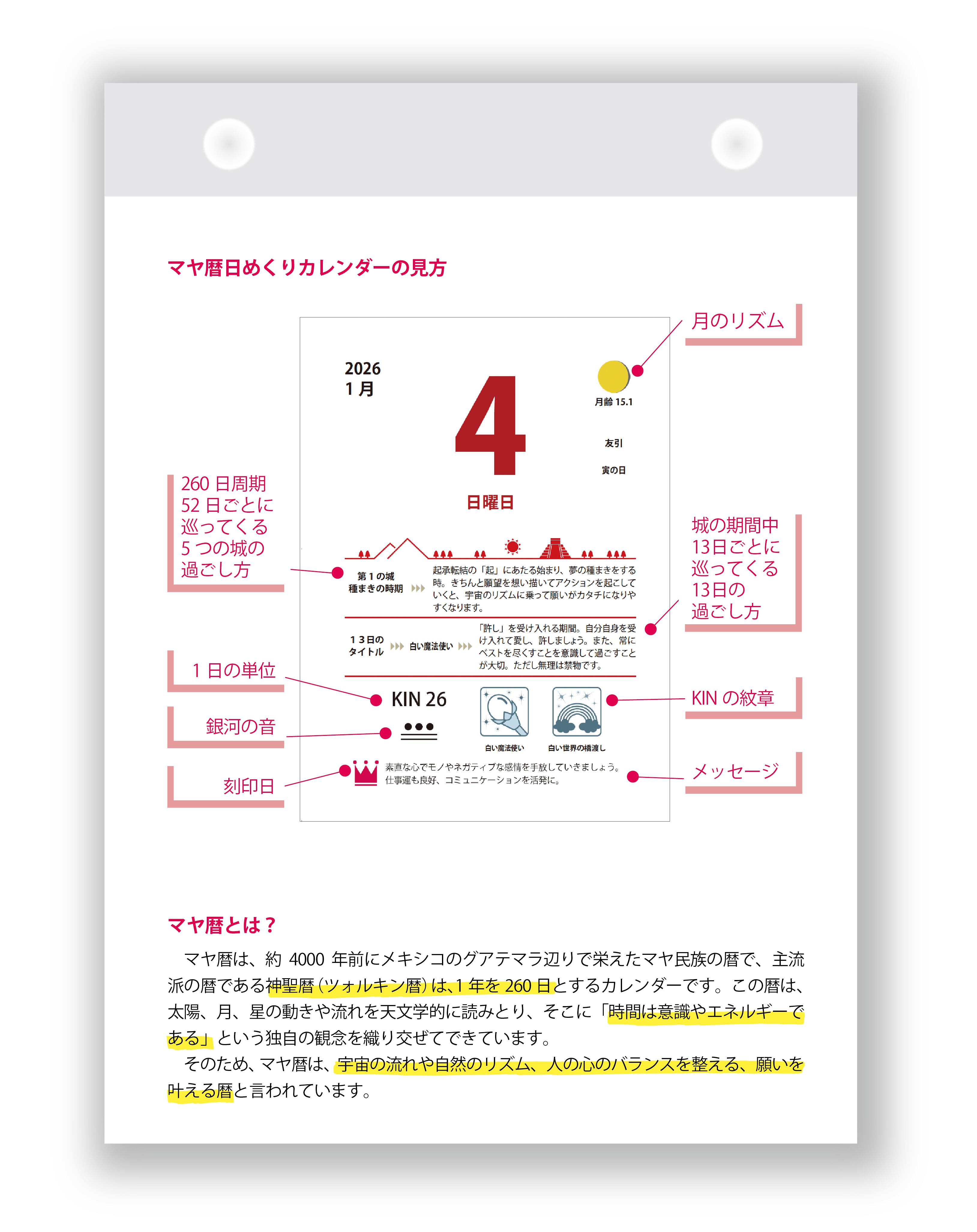 マヤ暦 日めくりカレンダー2026 マヤ暦簡単解説書付き | PAY ID