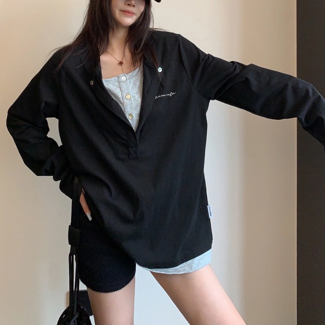 double-neck layered long tee　ダブルネックレイヤードロングティー　J2143