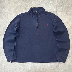 90s polo ポロ　ハーフジップ　ニット　セーター　ドライバーズニット　L