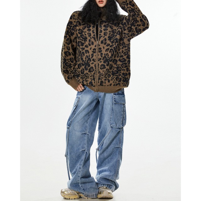 leopard knit cardigan　レオパードニットカーディガン　J0498