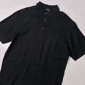 Viadeste ヴィアデステ イタリア製 襟切替 半袖ポロシャツ Lサイズ程度/ブラック/リネン系