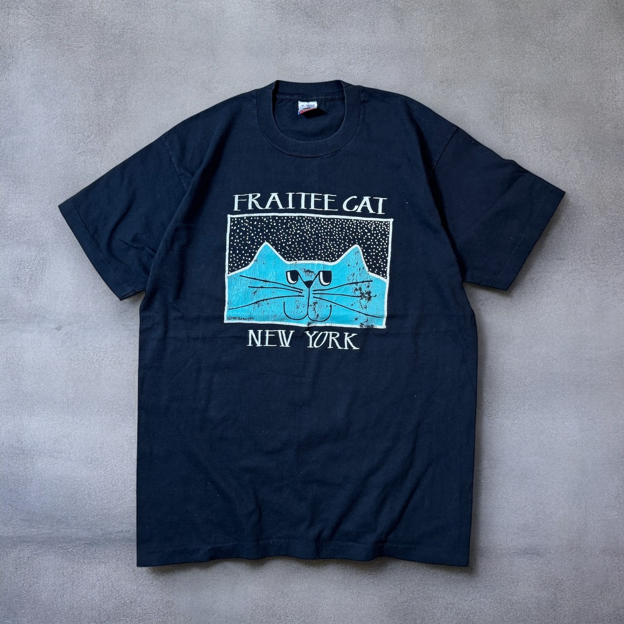 90s USA製 art TEE 猫 ネコ アート Tシャツ 古着 - 1