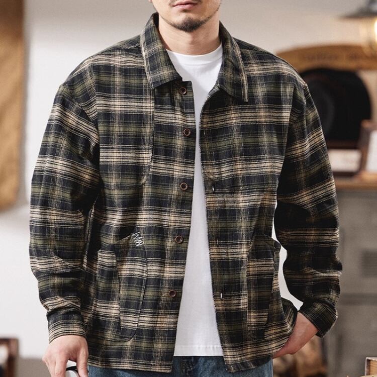 オーバーサイズ チェックシャツ 2色 G00203