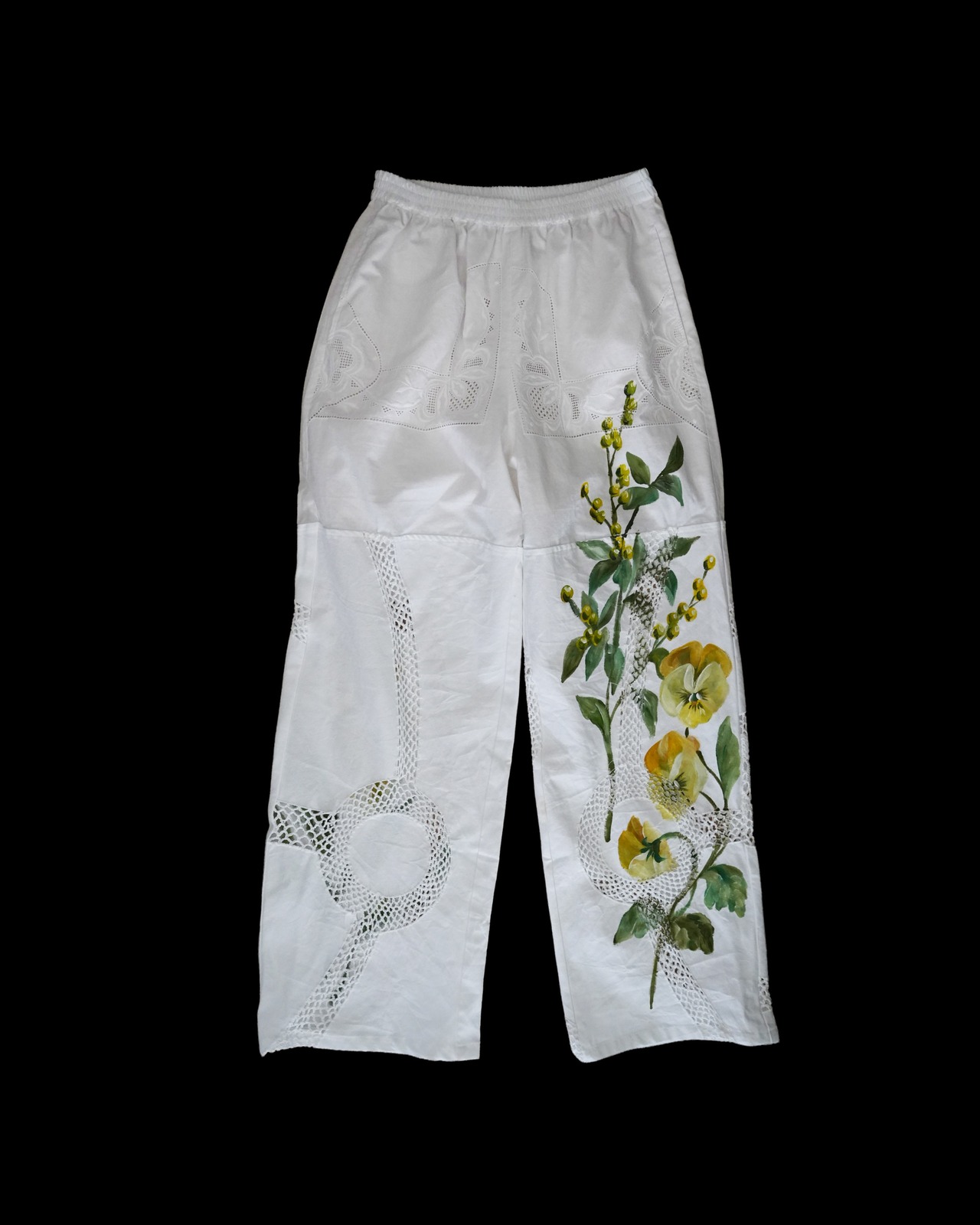 vintage lace pants yellow bouquet