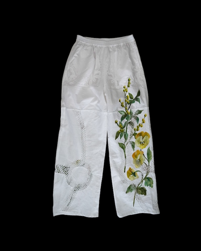 vintage lace pants yellow bouquet