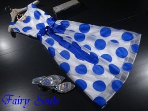 ★XＬ（13号）☆大きなドット柄のロング丈ワンピース(OPN6834)