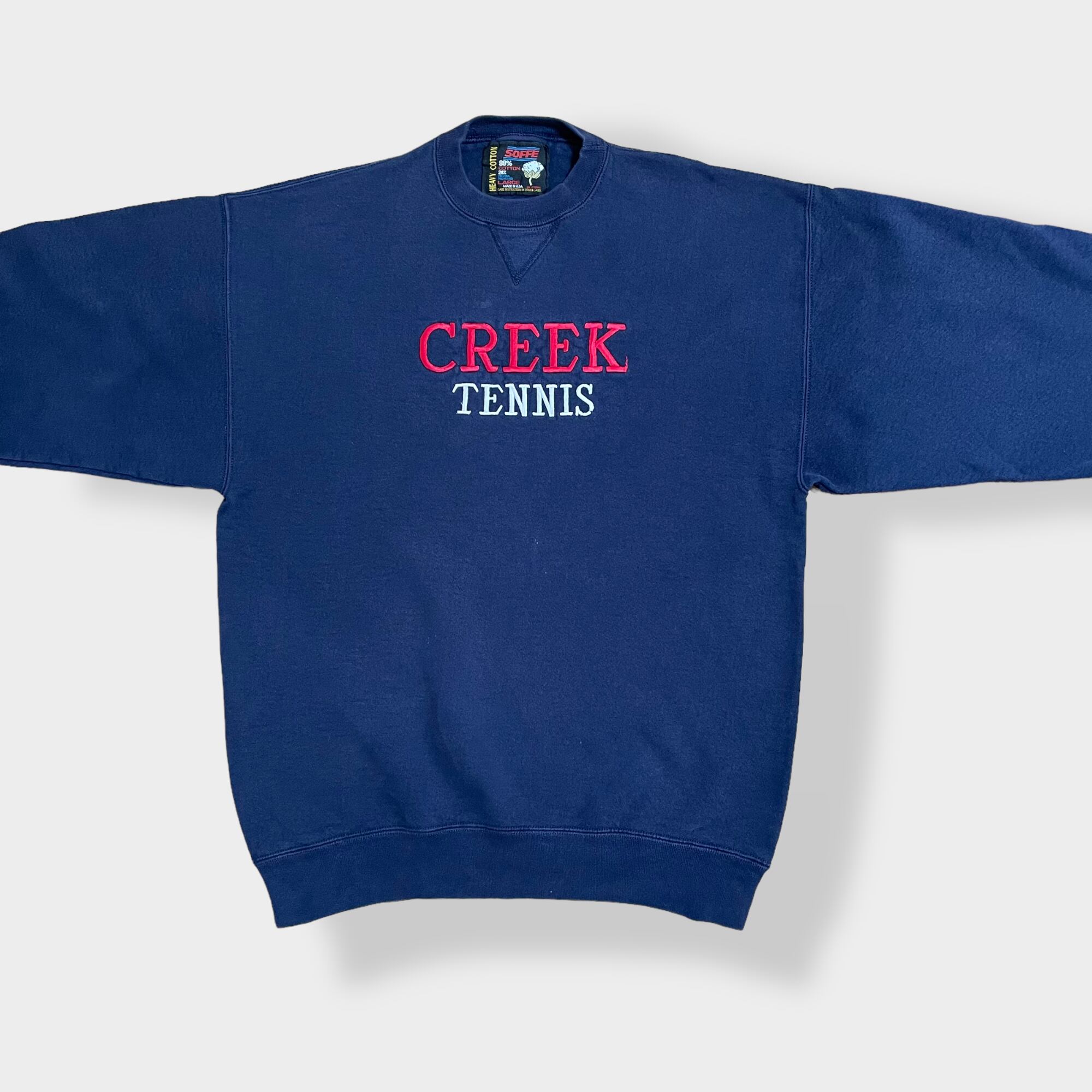 SOFFE】90s USA製 CREEK TENNIS 刺繍ロゴ スウェット トレーナー プル