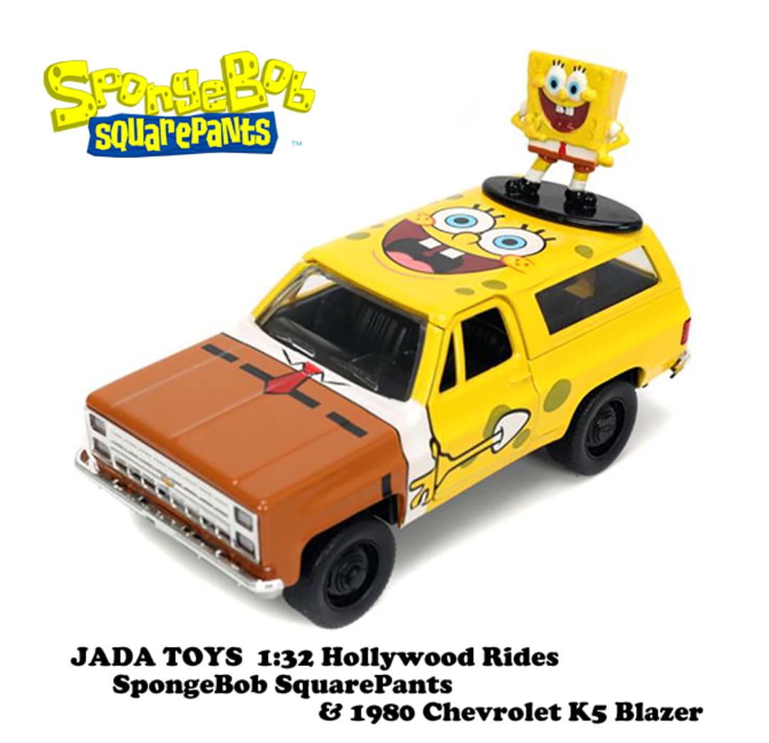 【スポンジボブミニカー1:32 SPONGEBOB 1980 Chevrolet K5 Blazer w/SpongeBob JADATOYS】〚アメリカン雑貨 アメトイ〛