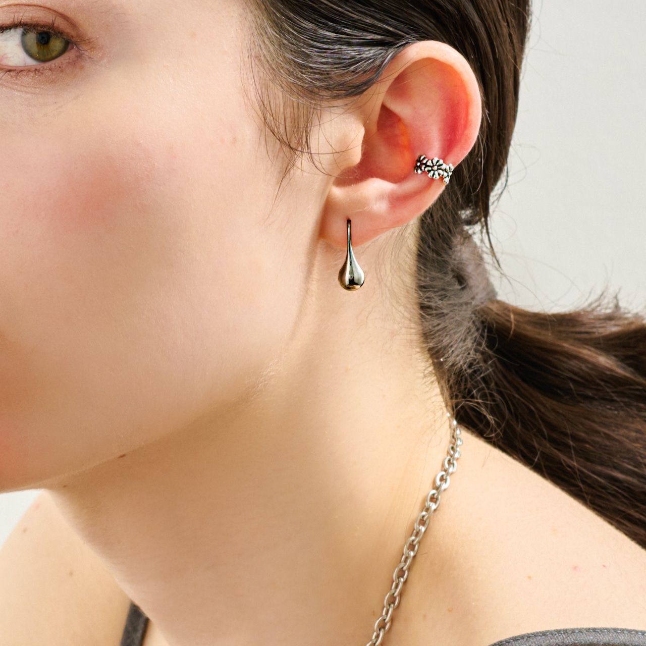 silver925 flower year cuffs (片耳用)