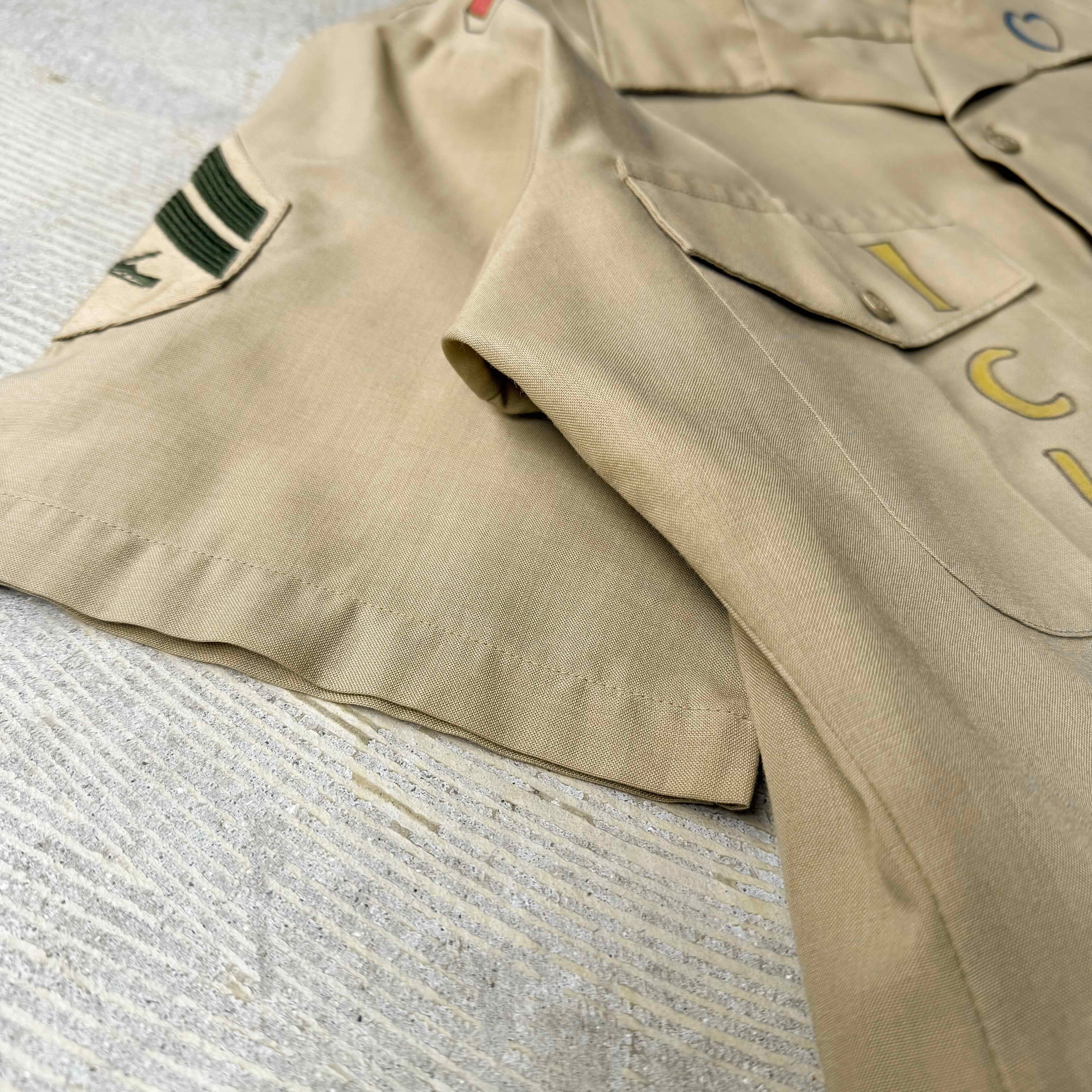 1980's VINTAGE ART HAND PAINT MILITARY S/S SHIRT / 80年代