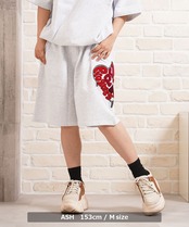 ◆ハート サガラ刺繍 スウェットショーツ【セットアップ対応】◆ng-73225