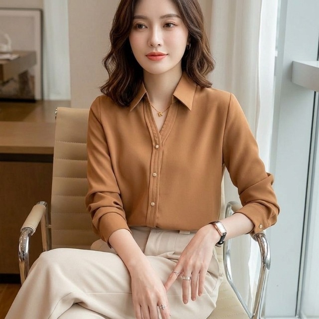 シャツ ブラウス トップス レディース サテンブラウス 長袖 シャツ Vネック きれいめ 大人 おしゃれ 大人女子 クール エレガント フォーマル 春 秋 冬  通勤 デート お出かけ 休日 旅行 普段使い 送料無料 S M L XL 2XL ホワイト ブラック ブラウン
