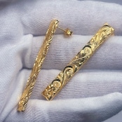 [手彫り]ハワイアンロングピアス(ヘリテージ/ゴールドSILVER925)