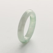 【17号】光が差し込む天然翡翠リング 白翡翠 くり抜き甲丸リング A貨翡翠 jd_rg1480