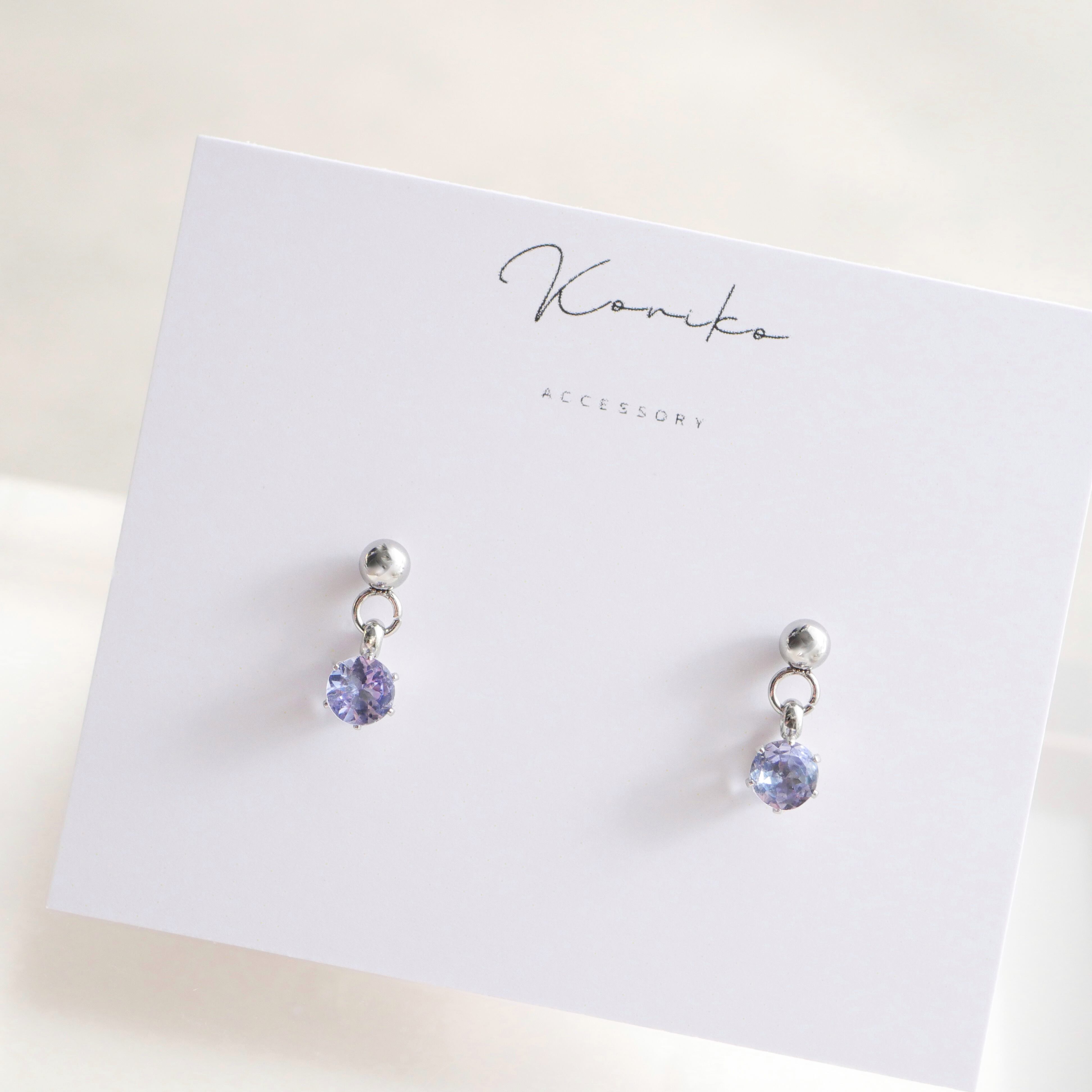 タンザナイトの一粒揺れるピアスとネックレスの2点セット 12月誕生石