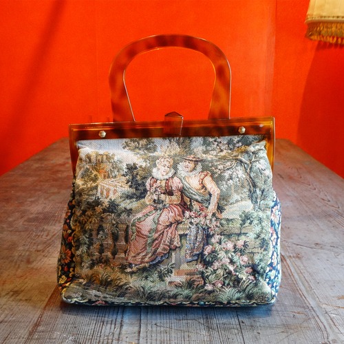 60s Vintage France gobelins tapestry handbag