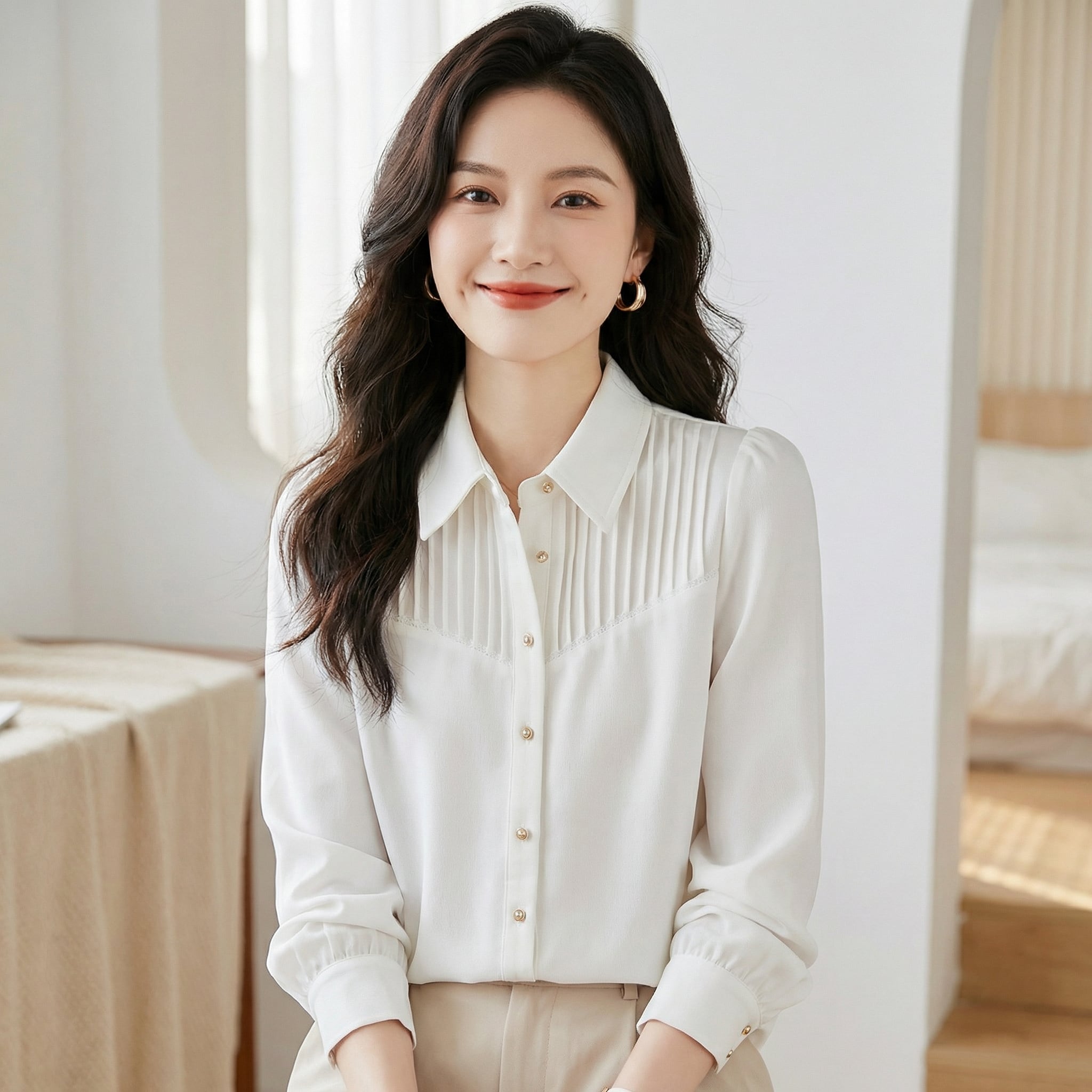 ホワイトシャツトップス A0568