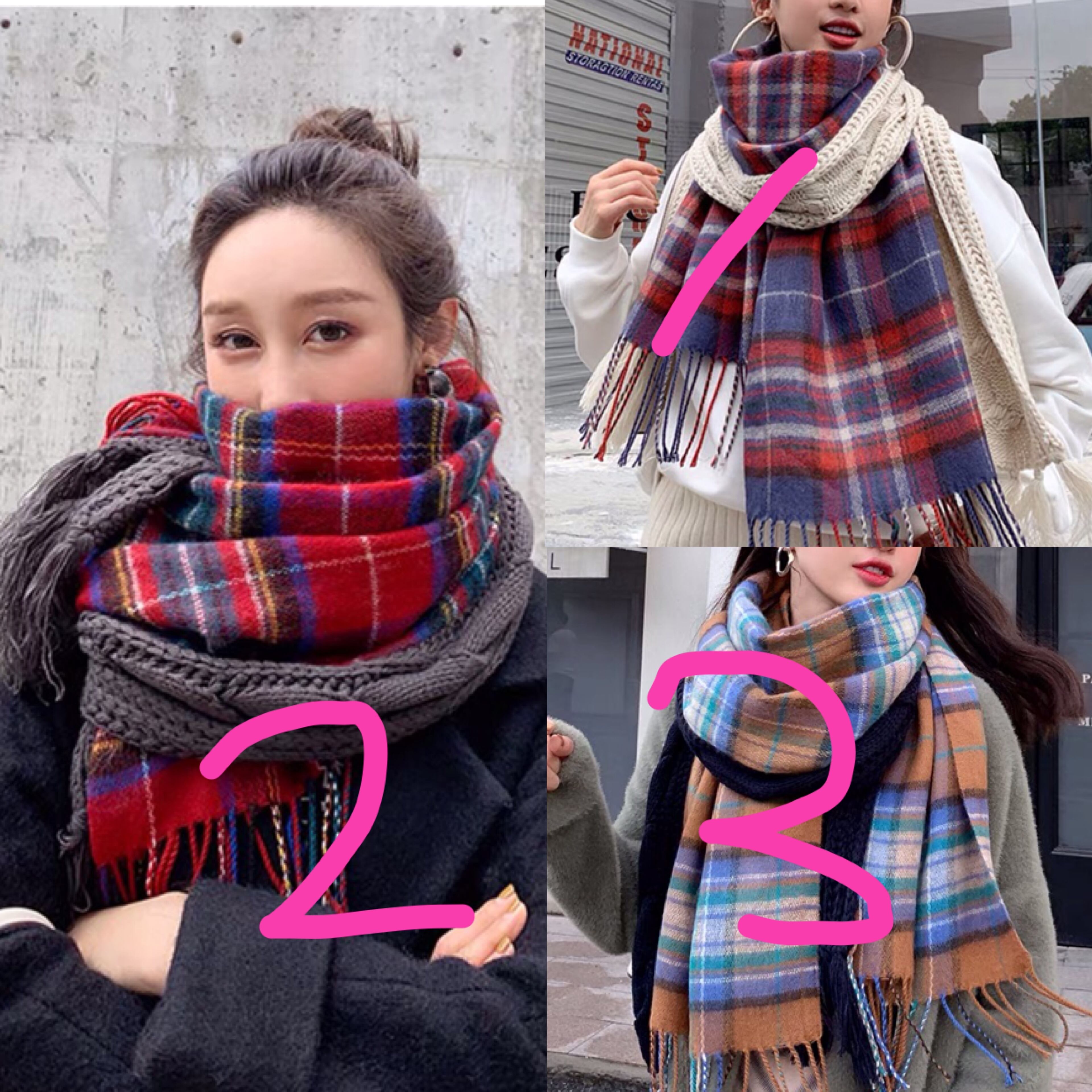 3カラー】毛糸 マフラー ショール チェック | LOVEYsmileSHOP 3カラー】毛糸 マフラー ショール チェック | LOVEYsmileSHOP