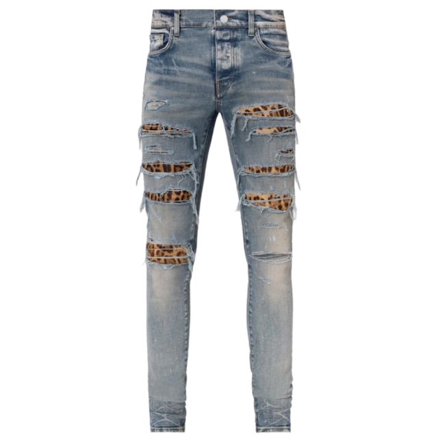 AMIRI  LEOPARD THRASHER JEAN  INDIGO