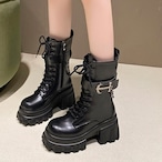 buckle lace up ankle boots / l0915