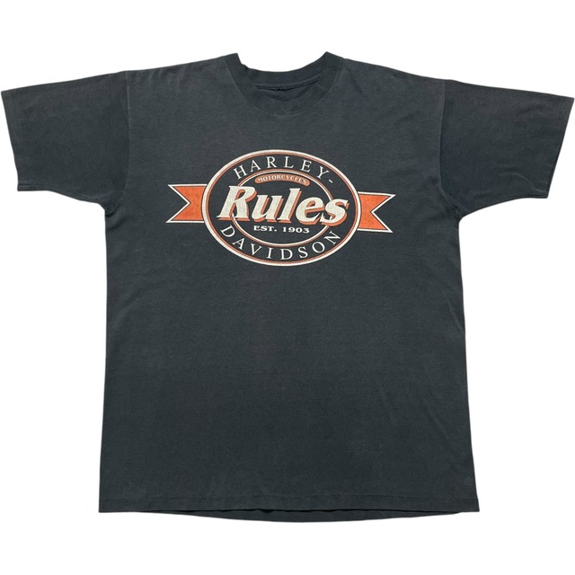 《XL》 Harley-Davidson ハーレーダビッドソン Tシャツ プリント シングルステッチ フェード ブラック 80年代〜 no.6815