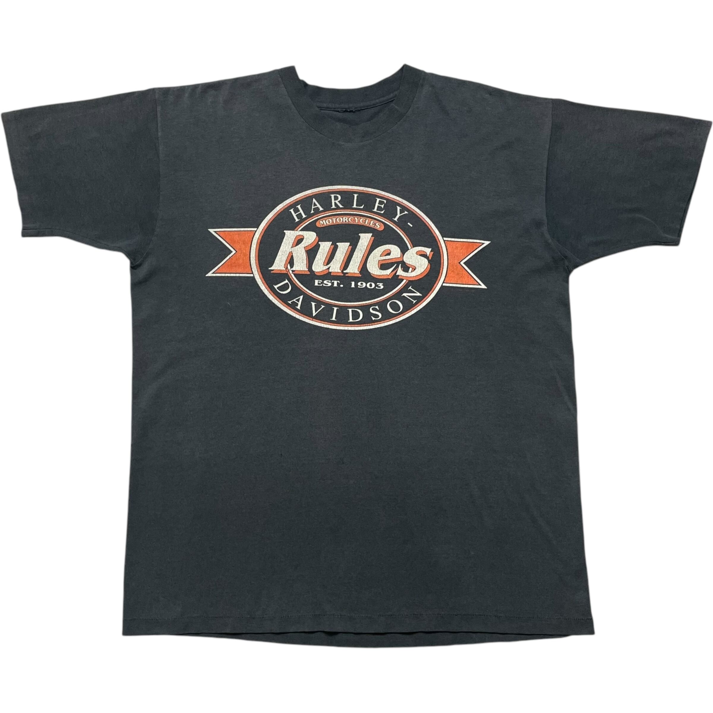 《XL》 Harley-Davidson ハーレーダビッドソン Tシャツ プリント シングルステッチ フェード ブラック 80年代〜 no.6815
