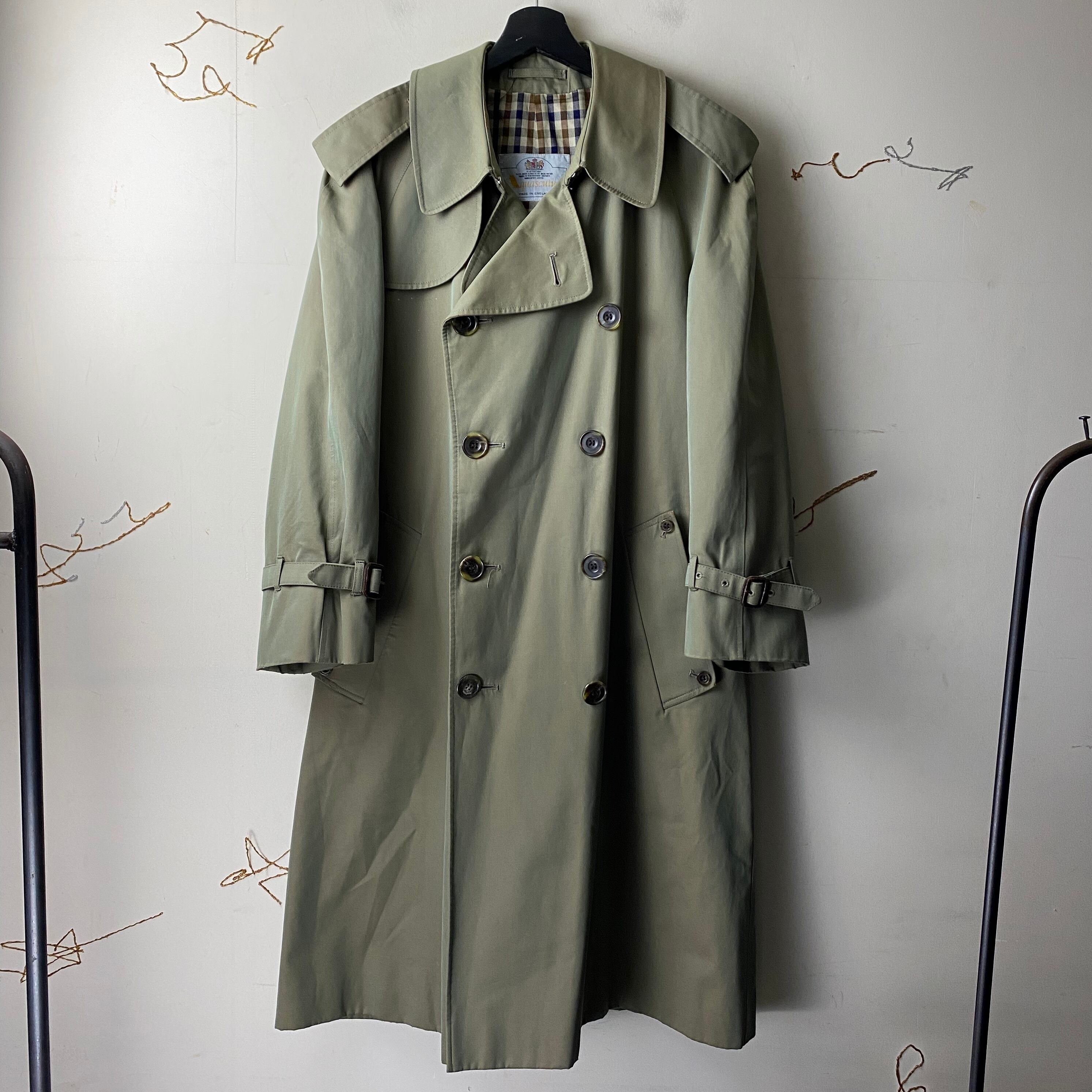 vintage AQUASCUTUM iridescent color trench coat made in england