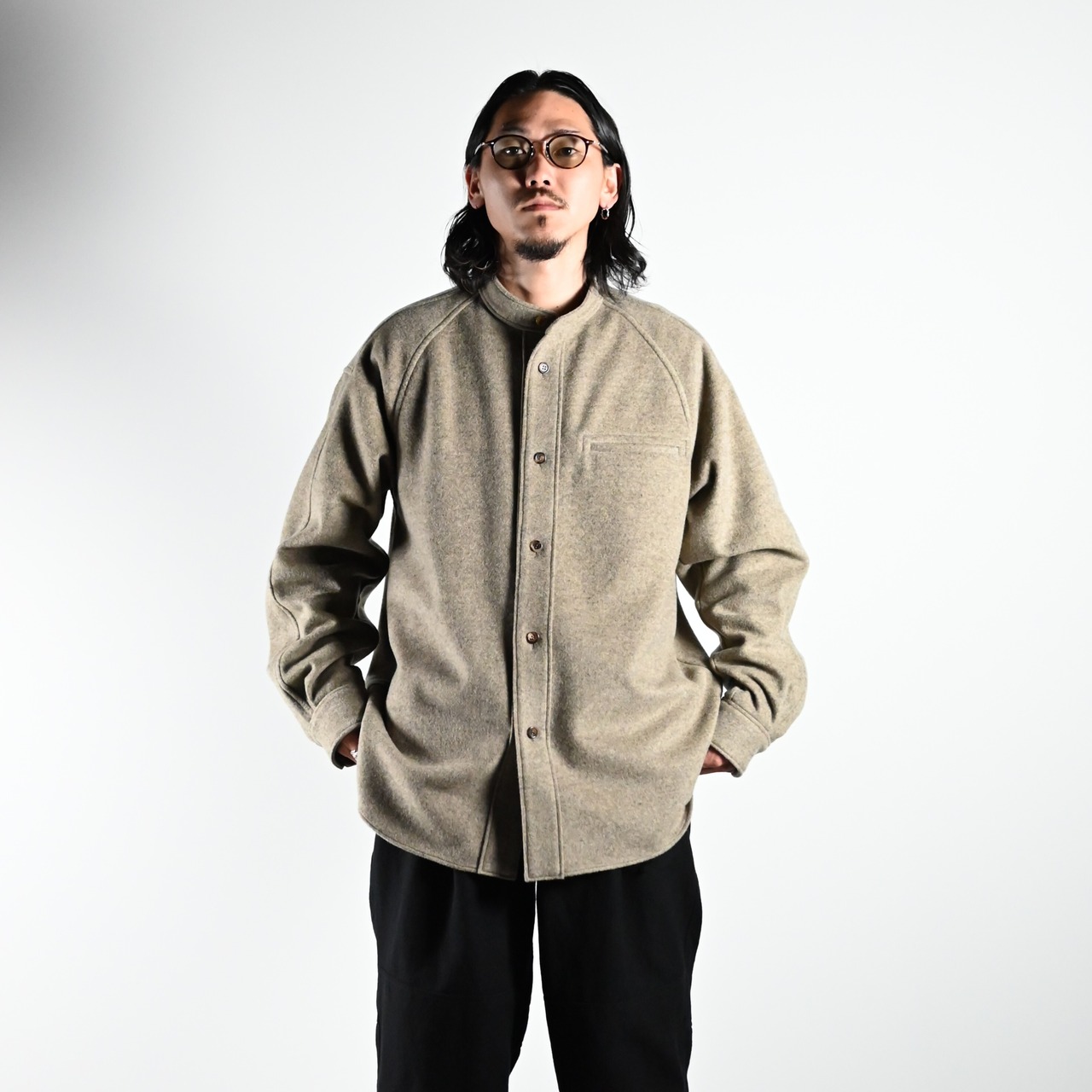 山内 / ウールシャギー・スタンドカラーシャツジャケット