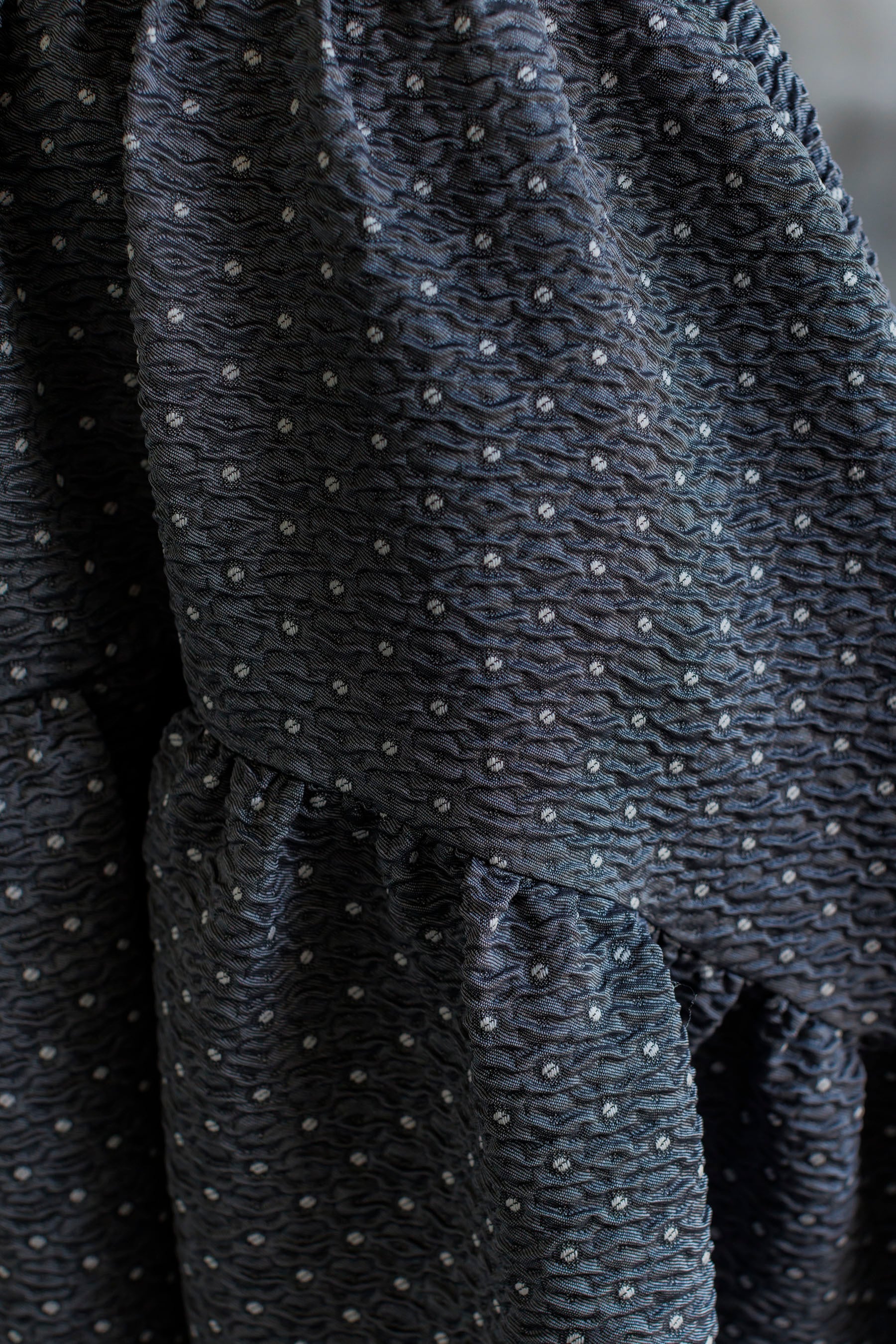 9/29(fri)21:00-Dot Jacquard suspenders skirt | Bluelea