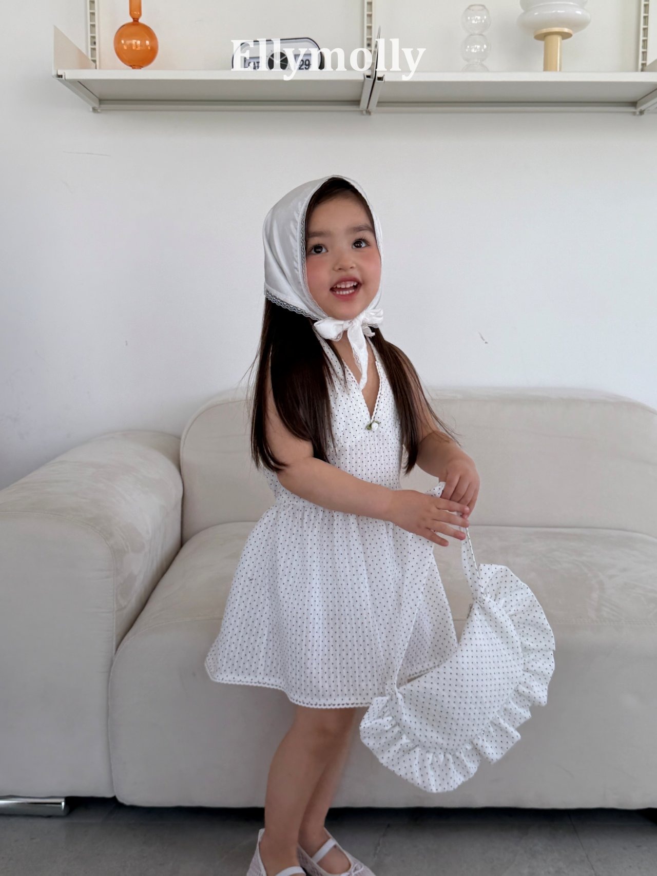 [ELLYMOLLY] Dot Halter Dress +fee3 / [엘리몰리] 도트홀터원피스