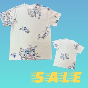 染色アート　cubeデザイン　Tシャツ　水色　Mサイズ