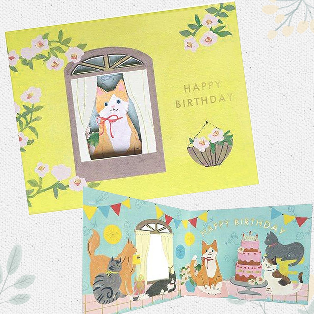 猫 バースデーカード 立体 誕生日 カード ねこ柄 かわいい おしゃれ 封筒付き