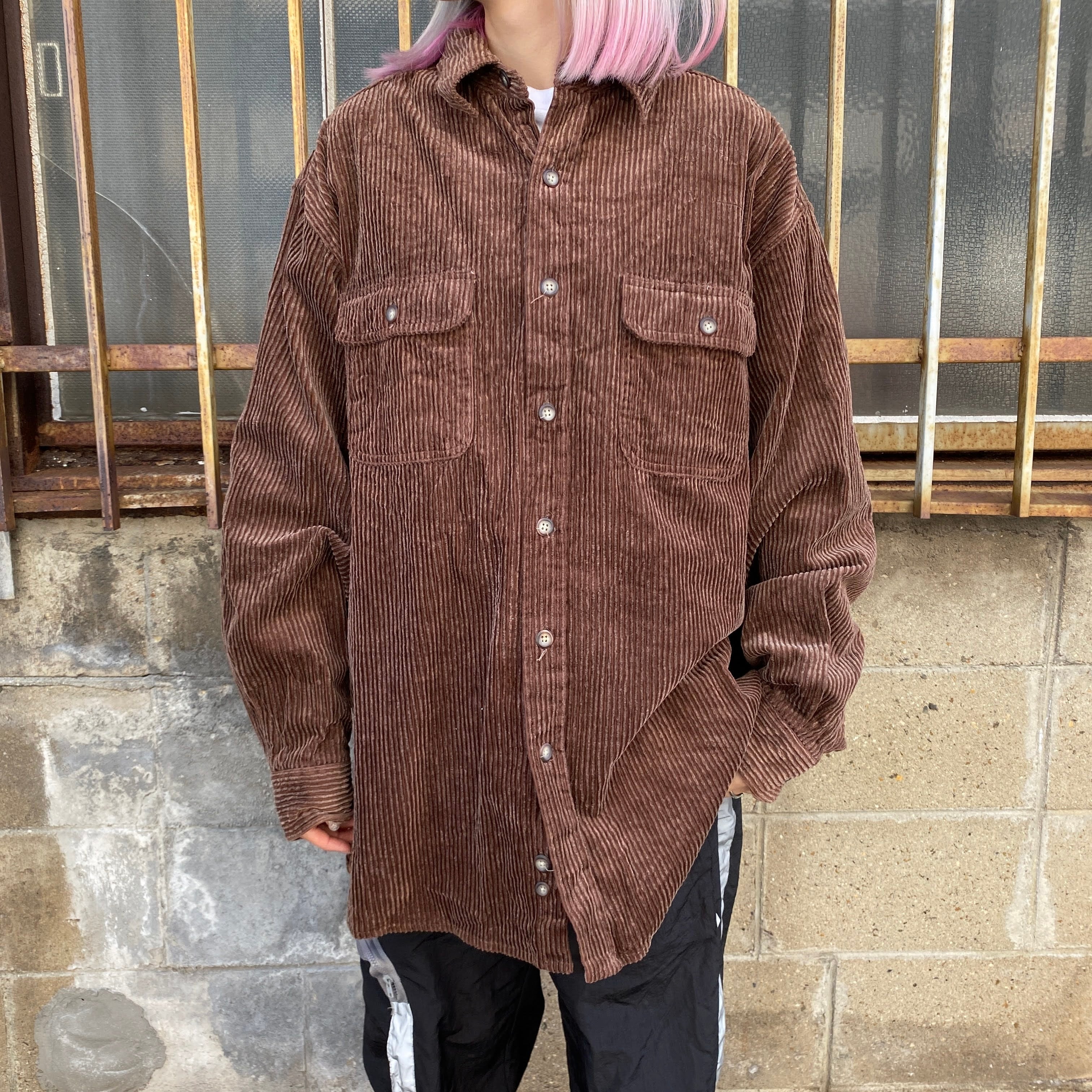 HIGH SIERRA 太畝 コーデュロイシャツ メンズM 古着 ブラウン 茶色 