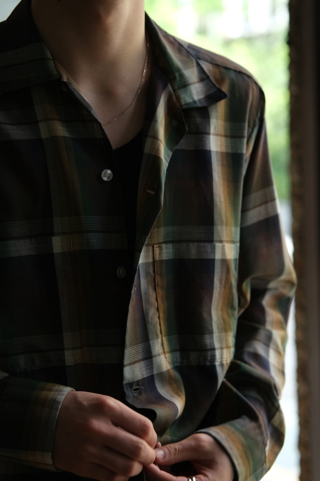 Utah/60-70's "UNKNOWN " cotton polyester open collar shirt