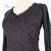 フラメンコ 衣装 ソニアジョーンズ SONIA JOHNES トップス ブラウス 黒 長袖 ダンス パーティ 発表会 水玉 ドット ブラック系 フェミニン モダン スタイリッシュ おしゃれ かわいい フォーマル レディース 高級感